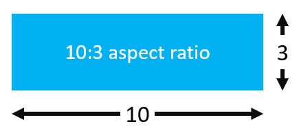 Schema che illustra la proporzione 10:3 per immagini e video, utile per il design responsive in Rise 360