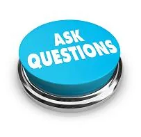 Pulsante blu con la scritta ask questions che invita a porre domande durante la progettazione di un corso e-learning
