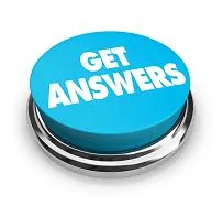 Pulsante rotondo azzurro con la scritta get answers che richiama la ricerca di risposte nei corsi e-learning