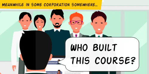 Illustrazione di una riunione aziendale dove si discute sull’autore di un corso online, tema dell’articolo