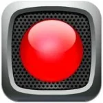 Logo di Recorder Pro con un grande pulsante rosso che rappresenta la funzione di registrazione audio su dispositivi iOS