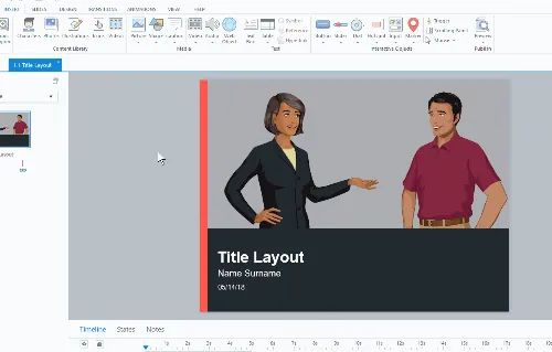 Animazione che mostra una slide in Articulate Storyline con una casella di testo che visualizza il valore di una variabile