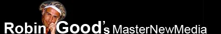 Logo con il volto di Robin Good e la scritta MasterNewMedia su sfondo nero, rappresenta il brand dell’esperto intervistato