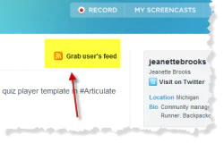 Pulsante evidenziato per aggiungere il feed RSS di un utente utile a seguire tutorial PowerPoint e risorse e-learning