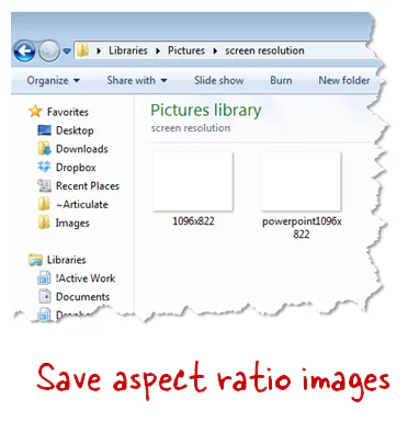 Finestra Esplora risorse mostra immagini di riferimento per risoluzione schermo da usare nello screencasting