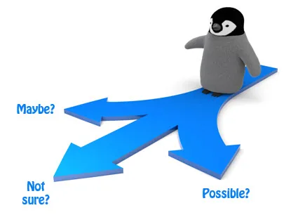 Pinguino stilizzato su frecce blu che si diramano a simboleggiare scelte in uno scenario interattivo e-learning