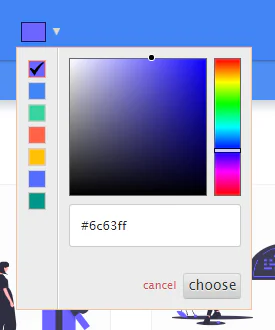 Selettore colore accent di unDraw con codice esadecimale per personalizzare le illustrazioni nei corsi Rise 360