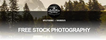 Banner di Splitshire con paesaggio naturale e testo free stock photography per immagini gratuite nei corsi e-learning