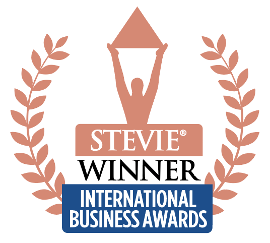 Logo Stevie Award Winner con figura stilizzata e scritta International Business Awards, simbolo del premio vinto