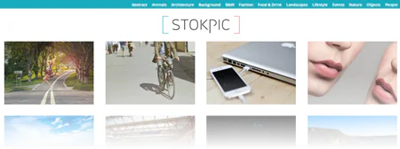 Anteprima della homepage di Stokpic con esempi di immagini gratuite utili per corsi e-learning