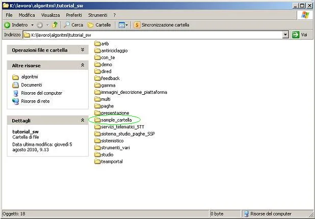 Finestra di Esplora Risorse con cartelle organizzate per la gestione efficiente di un progetto eLearning