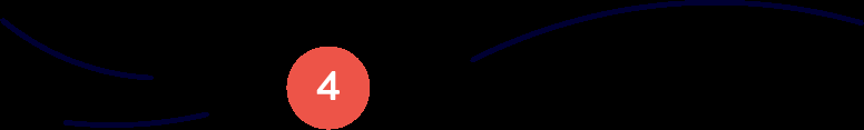 Cerchio rosso con numero 4 e linee curve che segnano la quarta tappa della storia di Mosaicoelearning con Articulate