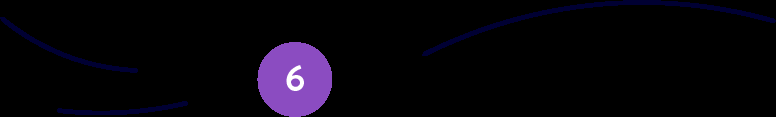 Cerchio viola con il numero 6 e linee curve nere che rappresentano una tappa del percorso di Mosaicoelearning