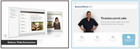 Due esempi di template eLearning gratuiti creati con Articulate, uno con schede interattive e uno con presentazione ricetta