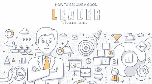 Template animato per corso e-learning sulla leadership con illustrazione di leader e icone di formazione digitale