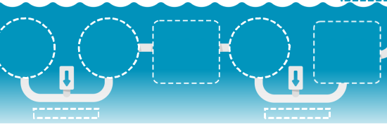 Schema grafico con cerchi e quadrati tratteggiati su sfondo blu per attività drag and drop in PowerPoint e Storyline
