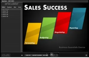 Schermata di un template PowerPoint chiamato Spectrum con grafica colorata per corsi e-learning su Articulate