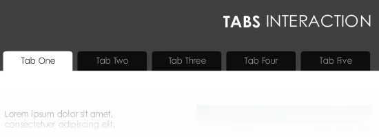 Interfaccia di esempio con cinque tab interattivi in stile minimal per template PowerPoint e Storyline