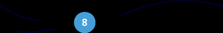 Elemento grafico di una timeline con il numero 8 in un cerchio blu che indica una tappa chiave della storia aziendale