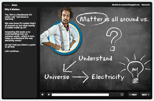Schermata di un corso e-learning con trascrizione testuale visibile accanto al video per migliorare l’accessibilità